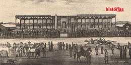 OBRA DE LUIS GARCÉS, HIPÓDROMO MEXICANO, 1882, LITOGRAFÍA. EN MANUEL RIVERA CAMBAS, MÉXICO PINTORESCO, ARTÍSTICO Y MONUMENTAL