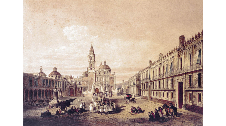 La afamada Plaza de Santo Domingo en la Ciudad de México del siglo XVIII
